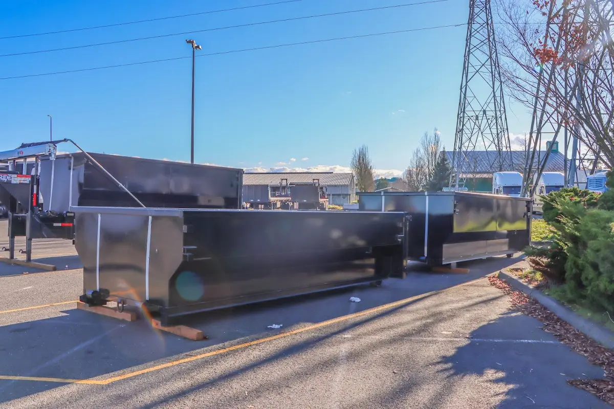 Roll-off dumpster ready for waste disposal at job site for Commercial Dumpster Rental in Tumwater